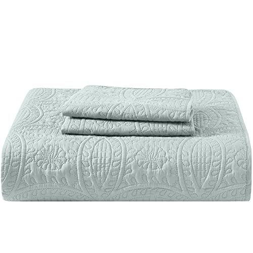 Mellanni Bedspread Coverlet Set - King Bedding Cover With Shams - Ultrasonic Quilting Technology - 3 Piece Oversized King Quilt Bedding Set - Bedspreads & Coverlets (King, Spa Mint) #TOP7