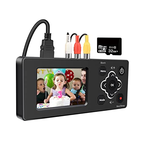 VHS Digital Converter,RuiPuo Video Capture Box,Video to Digital Converter, Record and Save CVBS/ S-Video Signal Source Video, Suitable for Old Game Consoles, VCR, Hi8, Camcorders, DVD,VCD.