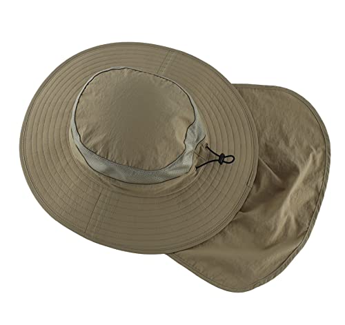 Image of Home Prefer Outdoor UPF50+ Mesh Sun Hat Wide Brim Fishing Hat with Neck Flap