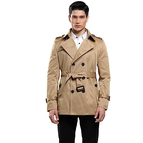 Dvbfufv Men Trench Coat Slim Coats Casual Streetwear Windbreak Mens Clothing Short Vintage Overcoat2