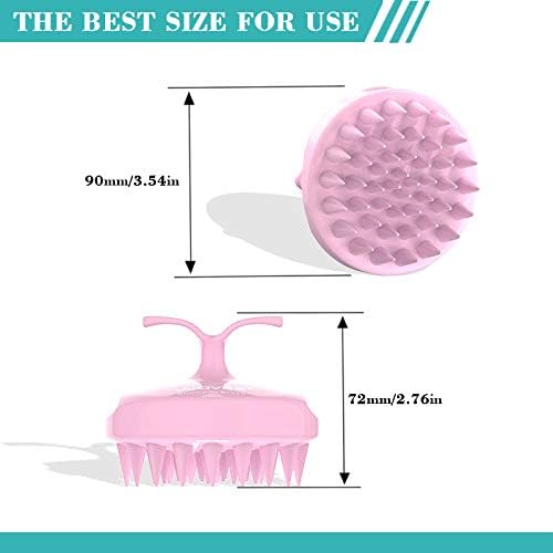 Miniatura 2 de Cepillo de champú masajeador de cuero cabelludo, cepillo de champú cómodo para todo tipo de cabello (rosa)