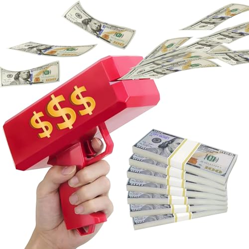 Red Money Gun Shooter Handheld Cash Dispenser Toy for Parties Weddings Movies & Events
