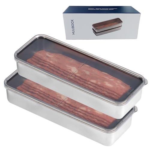 Bacon storage container for fridge,304 Stainless Steel Airtight D...