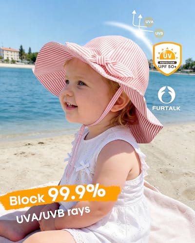 Image of FURTALK Baby Sun Hat Toddler Beach Hats with UPF 50+ Sun Protection Wide Brim Girls Bucket Hat
