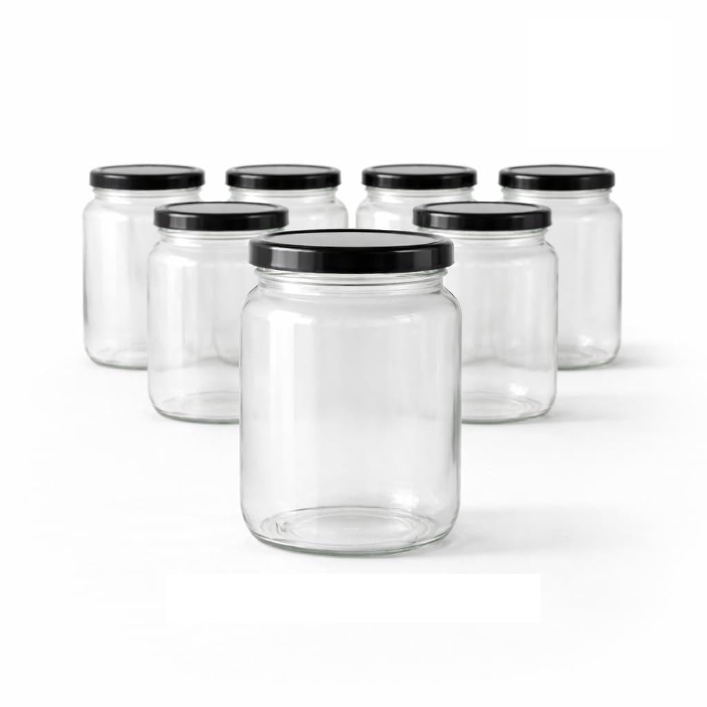 14 Oz, 8 Piece Glass Jars with Airtight Leakproof Lids – Reusable Containers for Jam, Honey, Spices, Sauces, Dry Storage, Candle Making & Gifting and Pantry