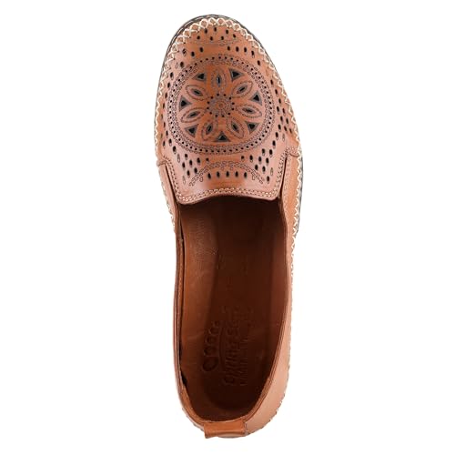 Image of Spring Step Women's Ingrid Loafers - Premium Leather Slip-On with Laser Cutout Design, Elastic Goring and Lightweight Flat Sole for Comfortable Stylish Wear