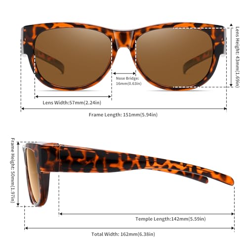 Image of GEGURI Polarized Sunglasses Fit Over Glasses for Men Women, Oversized Square Sun Glasses UV400 Protection Shades