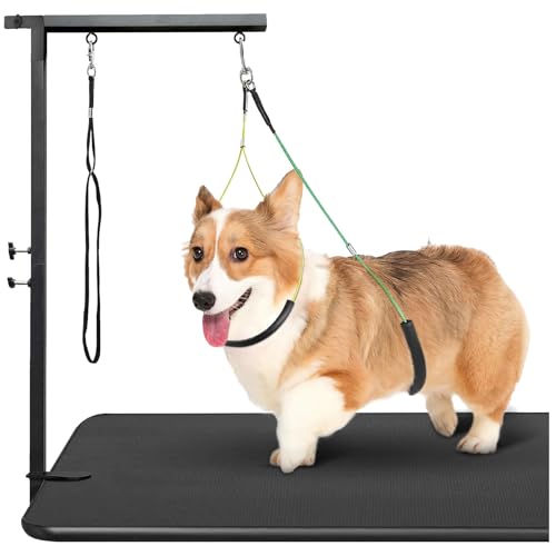 YFFSFDC トリミングアーム 犬用 グルーミングテーブルに固定 トリミング道具 折り畳み式 中小型犬対応 グルーミングテーブル固定型 トリミング台アーム トリミングリード付き 金属製 伸縮調節可能 収納袋付き