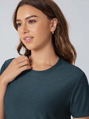 Image of ODODOS Women's Performance Cropped Tee Ultra Soft odSTRATUM Tech Short Sleeve Relaxed Top Crew Neck T-Shirts