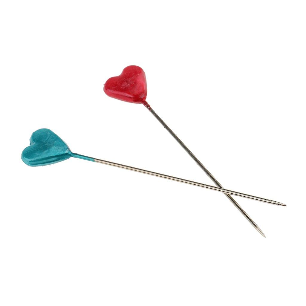 Fancyes 30 X Colorful Sewing Pins Stainless Steel Scarf Pins Sewing, Heart