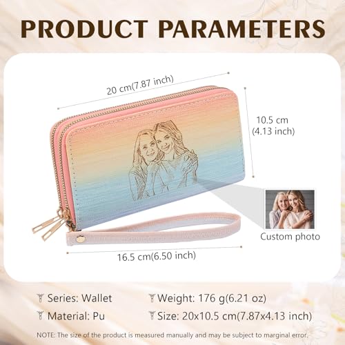Personalized Photo Wallets for Women Custom Engraved Picture PU Leather Wallet Credit Card Clutch Long Wallet for Girlfriend Mom2