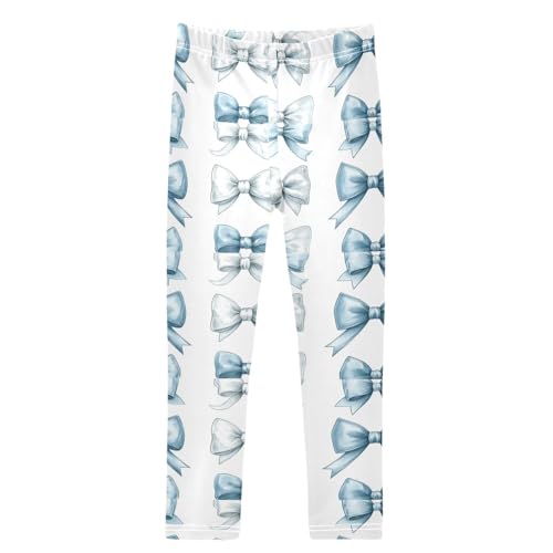 Boccsty Bows Ribbons Light Blue Girls Leggings Kids Yoga Pants Dance Active Tights 4T