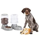 Navaris Dispensadores de Agua y Comida para Gatos y Perros – 3,8 L c/u - Bebedero y Comedero Automático para Mascotas – Set de Dispensadores