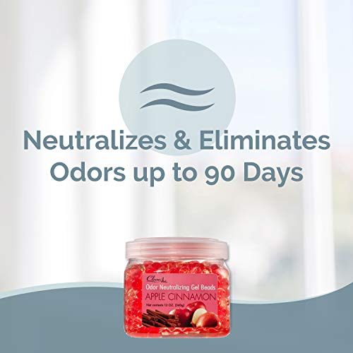 Clear Air Odor Eliminator Gel Beads - Eliminates Odors In Bathrooms, Cars, Boats, Rvs & Pet Areas - Air Freshener Made With Essential Oils - Apple Cinnamon Scent - 12 Ounce - 2 Pack #TOP1