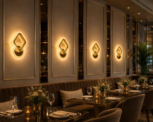 Image of FILLISKA Luxurious Acrylic Crystal Wall Lamp with Adjustable Colour Changing Function, Elegant Finish (Acrylic LuxuriousGold-2061)