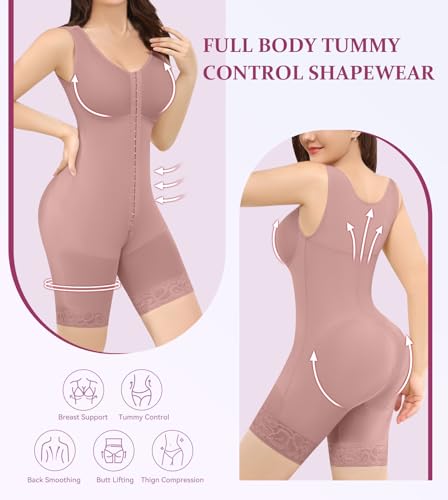 Image of M MYODRESS Shapewear for Women Fajas Colombianas Reductoras y Moldeadoras Full Body Shaper Tummy Control Waist Trainer Bodysuit Postpartum Girdles Compression Garment Rosy Brown S