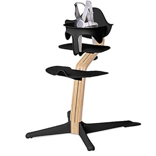 Nomi High Chair, Black - White Oak Wood, Modern Scandinavian Design with a Strong Wooden Stem, Baby through Teenager and Beyond with Seamless Adjustability, Award Winning Highchair (B07GXXSMSY)