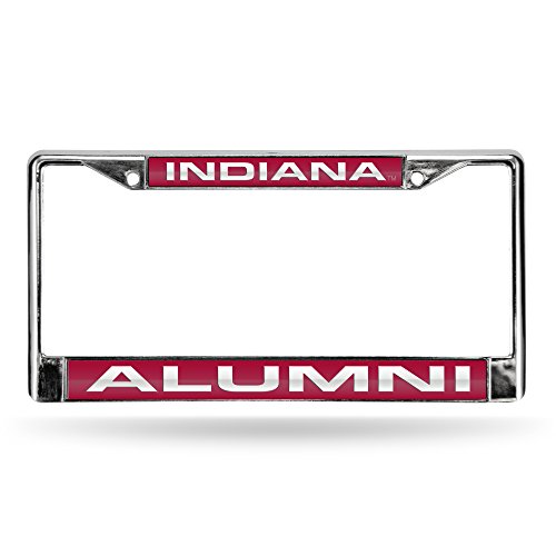 Rico Industries NCAA Indiana Hoosiers - Alumni Laser Cut Inlaid Standard Chrome License Plate Frame 6 x 12.25-