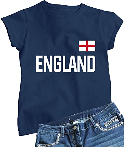 Go All Out Medium Navy Womens England Football Soccer Jersey Style T-Shirt