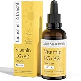 Liebscher & Bracht Vitamin D3 K2 Tropfen (50ml) – 1000 I.E. pro Tropfen – Hohe Bioverfügbarkeit mit K2 MK-7 – Vegan, Made in Germany – Für Knochen, Muskeln & Immunsystem