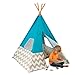 KidKraft Deluxe Bamboo & Canvas Play Teepee, Children's Furniture – Turquoise & Chevron Print