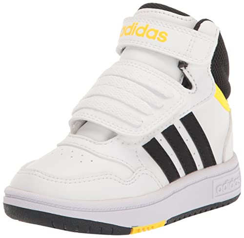 Adidas Kids Hoops 3.0 Mid Basketball Shoe, White/Black/Beam Yellow, 9 Us Unisex Toddler #TOP18