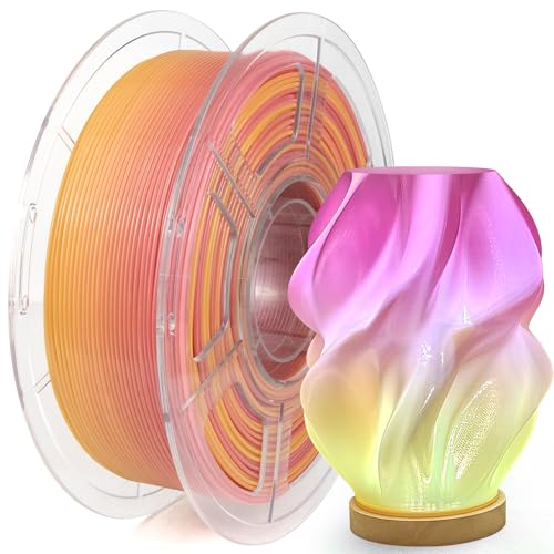 Image of IEMAI Translucent PETG Filament 1.75mm 1kg, Dual Color Gradient Pink to Yellow 3D Printer Filament Up to 600mm /s Rapid Printing for Lampshades Artwork & Home Decor