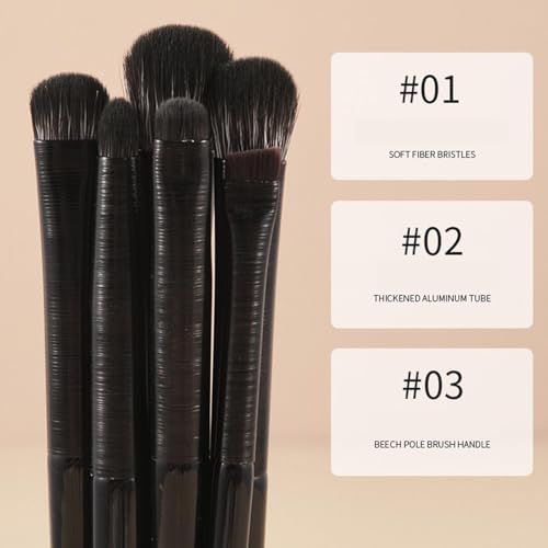 Pinceles de Sombras de Ojos | 6 Piezas De Fibra Sintética Para Difuminar Y Dar Forma A Las Cejas | Brochas de Sombras de Ojos | Para Viajes Playa Gimnasio Eventos De - imagen 9