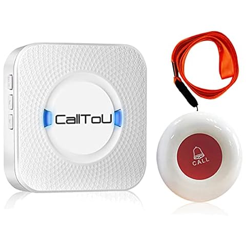 CallToU Wireless Caregiver Pager Receiver 1 SOS Call Button Suresafe Alarm Nurse Alert Patient Help System for Home/Personal Attention Pager 500+ Feet Plugin Receiver Alert (1 Button+1 Receiver) Cover