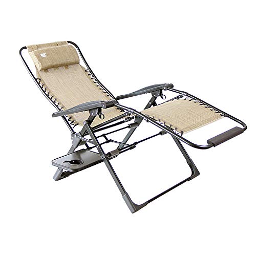 Chaise longue pliable réglable beige avec fauteuil relax