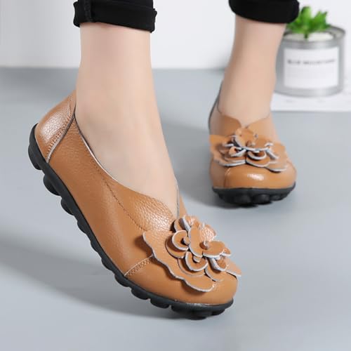 Image of MOYOWEI Women's Leather Slip On Loafers Colorful Flat Shoes