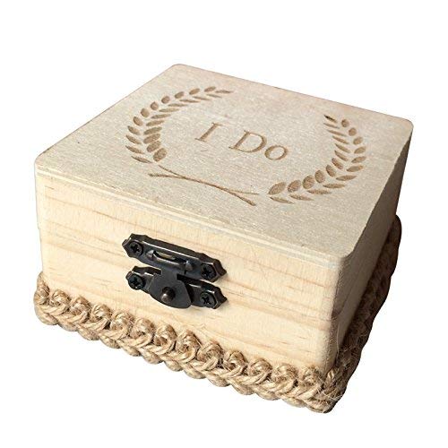 Elegante Scatola per FEDI Nuziali in Legno Stampato I DO Portafedi Nuziali Scatola Regalo per Gioielli Porta Anelli rustici