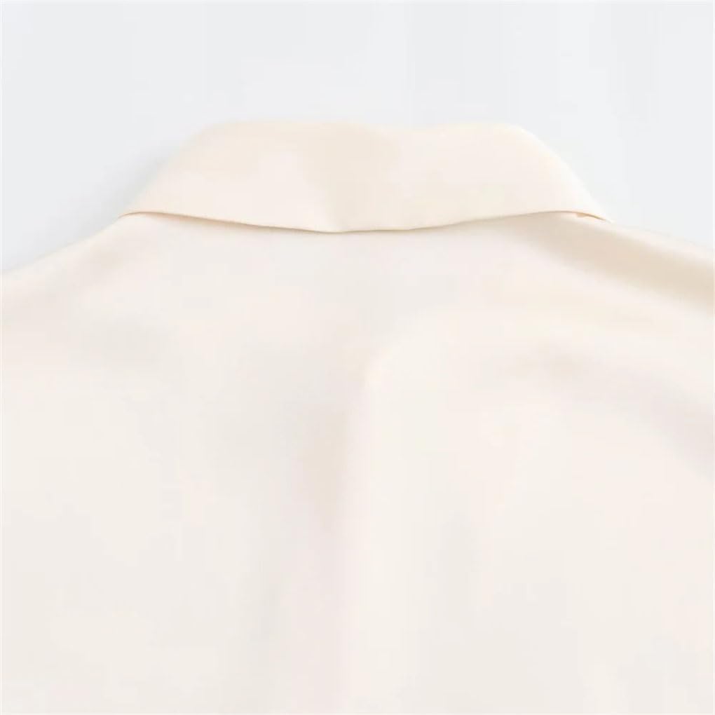 Women's Solid Color Lapel Tie Office Shirt