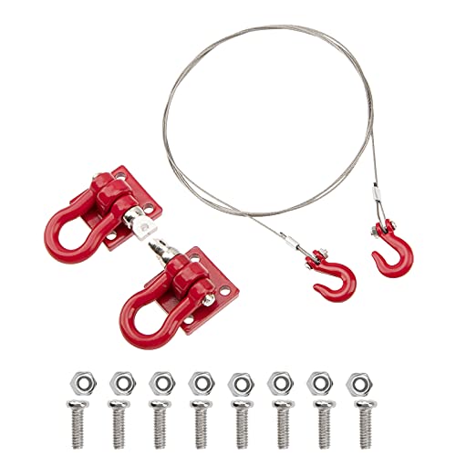 Vgoohobby Metal RC Rescue Tow Hook with Steel Trailer Chain Tow Rope Simulation Compatible with Axial SCX10 Tamiya CC01 D90 D110 TF2 TRX4 1/10 RC Crawler Car Truck