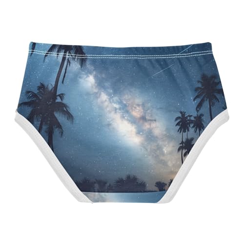 Palm Trees Starry Sky Panties for Girl Toddler Underwear Floral Cotton Cartoon Kids Briefs Undies 2t2