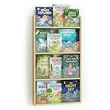 Giklux Étagère Murale 4 Niveaux Chambre d'enfant Bois & Acrylique   Étagère à Livres Flottante Chambre Bébé, Étagère Montessori Murale, Rangement Livres Enfant, Organisateur de Jouets & Livres