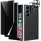 NBiefuny [2+2 Pack] for Samsung Galaxy S22 Ultra privacy Screen Protector + 2 Pack Camera Lens Prote