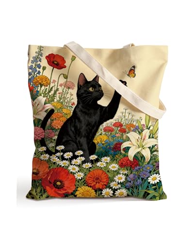 Image of Aesthetic Canvas Tote Bag for Women with Magnetic Buckle and Zipper Inner Pocket