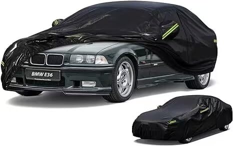 Image of Kaugung Car Cover Custom fit BMW 3 Series E36 (1990-1999), 7 Layers Windproof All Weather Waterproof Outdoor Cover Sun Rain UV Dust Snow Protection. Black