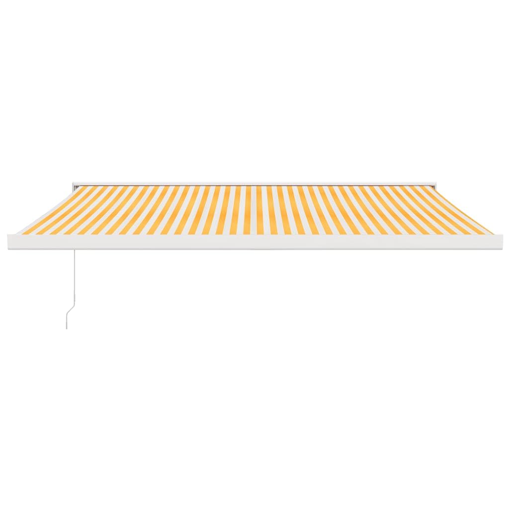 Tenda da sole retrattile con braccio articolato, colore giallo e bianco, 4 x 3 m, stabile tenda da terrazza in alluminio e tessuto di poliestere, tenda da parete per balcone, terrazza e