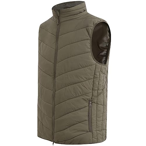 ZXCVB Gilet sans Manches Chaud pour Hommes, Veste de Photographie d'équitation en Plein air, Gilets de pêche d'automne et d'hiver,Vert,S