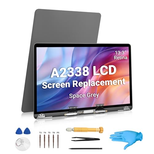 Image of A2338 Screen Replacement Full LCD Screen Assembly, 13.3 inch Retina 2560x1600 Display Replacement for MacBook Pro M1 M2 EMC 3578 8162 MYD83 MYD92 Series, with Installation Fix Kit