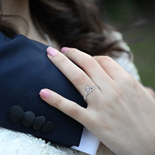 STARCHENIE 1CT Engagement Ring 925 Sterling Silver Anniversary Wedding Ring for Women Size 5-102