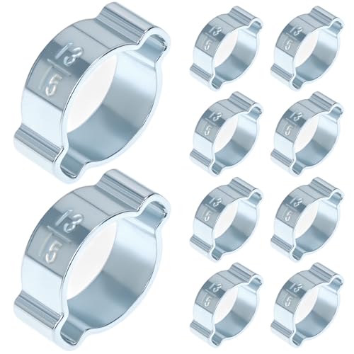 QWORK® 10 piezas abrazaderas de manguera de doble oreja, de hierro galvanizado, ajustables para tuberías de gasolina/combustible (13 15 mm)