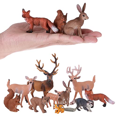 JOKFEICE Woodland Animals Figurines 10pcs Plastic Animal Figures Action Model Science Project, Learning Educational Toys, Birthday Gift, Cake Topper, for Kids