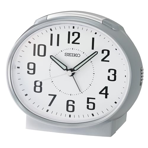 Seiko QHK059S Bedside Quartz Battery Loud Bell Alarm Clock with Clear Dial, Light, Snooze and Silent Sweep Seconds Hand.