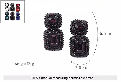 Vintage Geometric Black Colorful Rhinestone Statement Earrings Elegant Fancy Crystal Rectangle Drop Dangle Earrings Prom Pageant Earrings for Women4