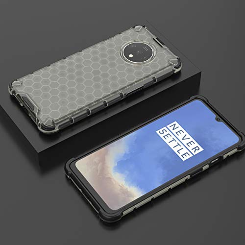 Image of Glasgow | for OnePlus 7T Honeycomb Pattern Back Case Cover for OnePlus 7T with 4 Bumper Corners and Military Grade Protection - Black