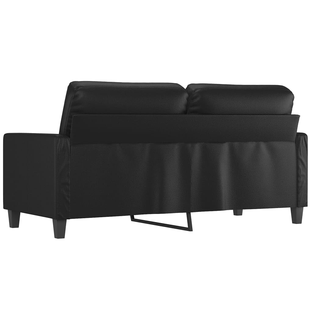 Divano a 2 posti, nero, 140 cm, in ecopelle, per soggiorno, camera da letto, camera degli ospiti