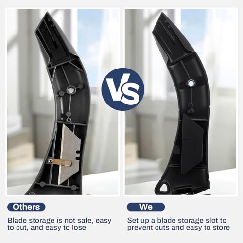 Image of WILLBOND 4 Pcs Black Navajas Para Roofing Fixed Blade Roofing Knife, Heavy Duty Utility Knife for Drywall, Vinyl, Carpet Cutting, Metal Roofings Tools with Replacement Hook Blades (Classic)
